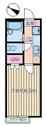 カスカーダ. 1Kの間取図画像