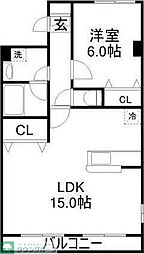 アリビオ 1LDKの間取図画像