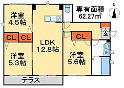 プレジール 3LDKの間取図画像