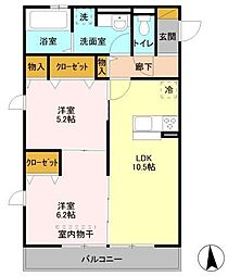 グレイスコート 2LDKの間取図画像