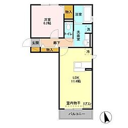 グレイス 1LDKの間取図画像