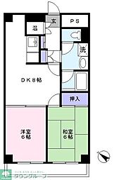 ビューパレス美野里 2DKの間取図画像
