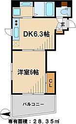 メリディアンアネックス 1DKの間取図画像
