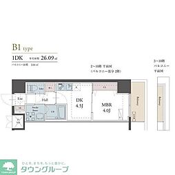ラグゼナ松戸 1DKの間取図画像