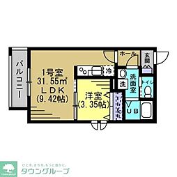 ミリア北習志野 1LDKの間取図画像