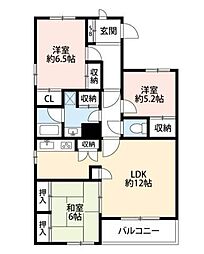 ハウス北習志野 3LDKの間取図画像