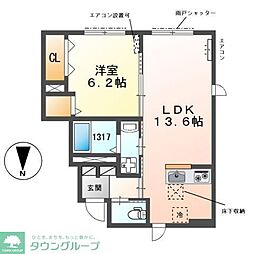 八潮3丁目アパート新築工事 1LDKの間取図画像