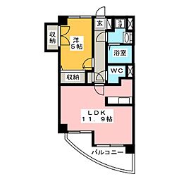 クレール小石川 4階1LDKの間取り