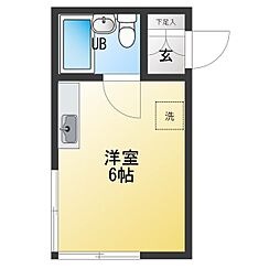 千石フラット ワンルームの間取図画像