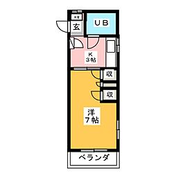 サンライトコーポ 1Kの間取図画像