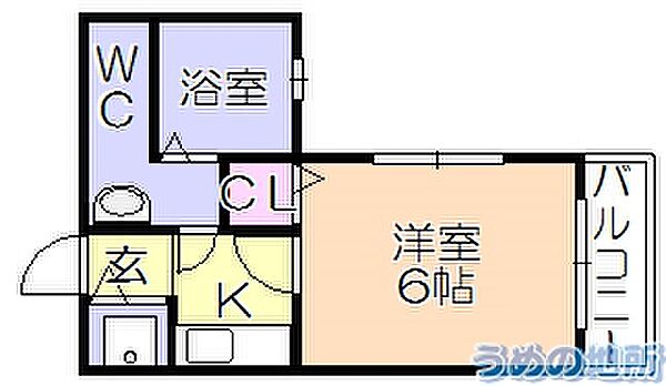 エステート櫛原 403｜福岡県久留米市櫛原町(賃貸マンション1K・4階・19.75㎡)の写真 その2