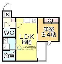 フィーリックス久留米大前II 102 ｜ 福岡県久留米市御井町（賃貸アパート1LDK・1階・28.73㎡） その2