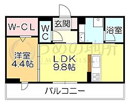 D-ROOM西町 1LDKの間取図画像