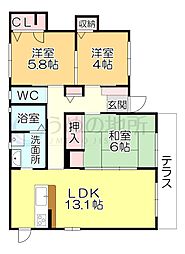 ドーマ櫛原 3LDKの間取図画像
