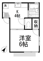 パークハイツ若宮 1Kの間取図画像