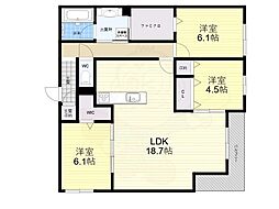 阪急神戸本線 塚口駅 徒歩10分の賃貸アパート 1階3LDKの間取り