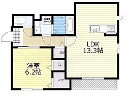メゾン塚口 1階1LDKの間取り