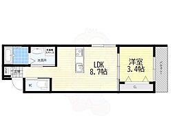 GAZELLE NOAH尼崎次屋 1LDKの間取図画像