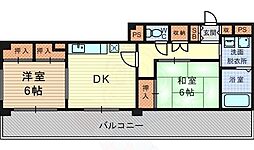エクシード塚口 2DKの間取図画像