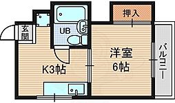 エンプレス南塚口 1Kの間取図画像