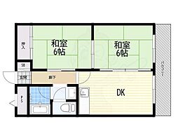 南塚口サンハイツ 2LDKの間取図画像
