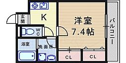ラフィーネ塚口 1Kの間取図画像