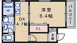メゾンアンソレイユ 1DKの間取図画像