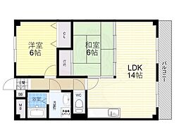 エスポワール南清水 2LDKの間取図画像