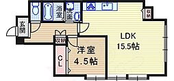 コスモライフ武庫 1LDKの間取図画像