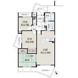 ローレルスクエア木津川台第1期2番館 3LDKの間取図画像