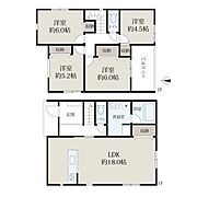 西側区画、間取（建物延面積97.7？）