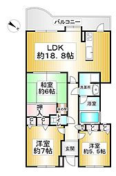 ルネ生駒グレースヒル 3LDKの間取図画像