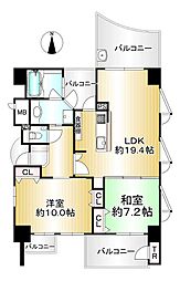 エタニティアペーセグローリー香芝4番館 2LDKの間取図画像