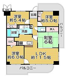 サニークレスト橿原神宮前 4LDKの間取り