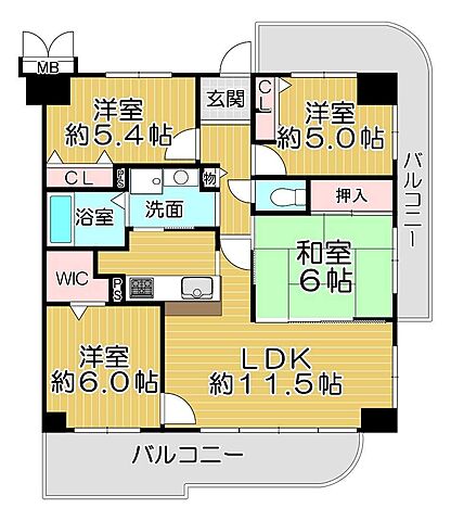 間取り サニークレスト橿原神宮前 5階/-