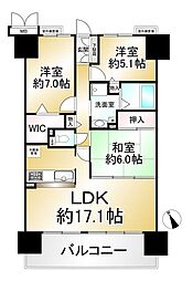 ユニハイム草津ユトリオふれあい館 3LDKの間取り