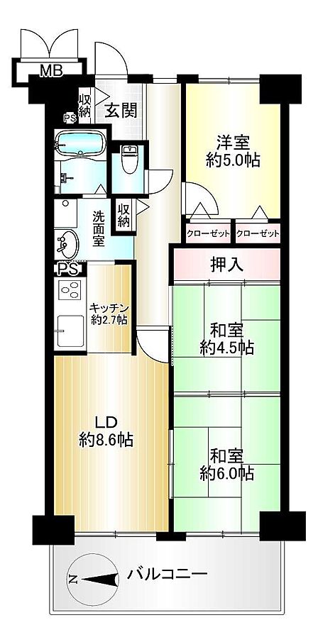 3LDK 間取り