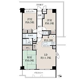 ローレルコート北千里 3LDKの間取図画像