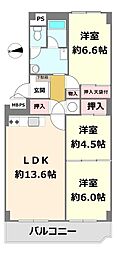 緑地公園リッツハウス 3LDKの間取図画像