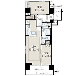 レ・ジェイド京都東洞院 2LDKの間取図画像