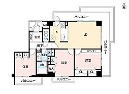 ヴェルドール芦屋 3LDKの間取図画像