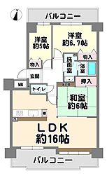 フラワータウンアミル218棟アマリリス館 3LDKの間取図画像