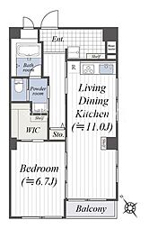 東海鵠沼マンション 1LDKの間取図画像