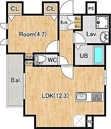 都営新宿線 森下駅 徒歩5分の賃貸マンション 2階1LDKの間取り
