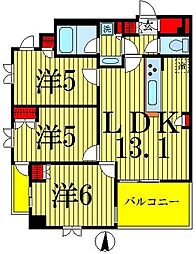 JR総武線 錦糸町駅 徒歩10分の賃貸マンション 9階3LDKの間取り