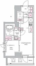 東武伊勢崎線 曳舟駅 徒歩6分の賃貸マンション 7階1LDKの間取り