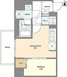 都営新宿線 菊川駅 徒歩4分の賃貸マンション 9階1DKの間取り