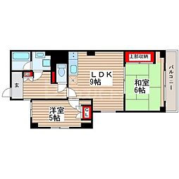 JR総武線 亀戸駅 徒歩4分の賃貸マンション 5階2LDKの間取り
