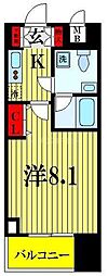 JR総武線 亀戸駅 徒歩6分の賃貸マンション 9階1Kの間取り