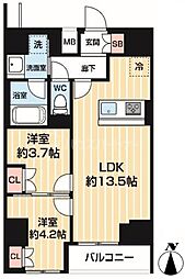 東京メトロ日比谷線 南千住駅 徒歩5分の賃貸マンション 14階2LDKの間取り